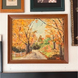 Vintage AUTUMN Fall LANDSCAPE Oil Painting Framed 1970s Signed 18 X 22